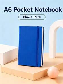A6 Pocket Hardcover Notebook, 84 Sheets Thick Beige Paper, Premium PU Cover, Strap Design, Lined Pages, 7 Colors, Office Study Portable Notebook - Multicolor - View 5