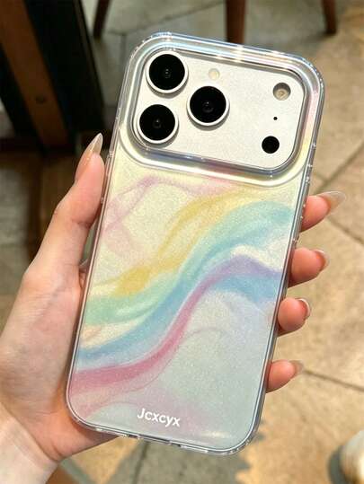 奢華藝術彩色不規則波紋圖案手機殼，適用於 iPhone 17 Pro Max 17 Pro 17 16 Pro Max 16 Pro 16 15 Pro Max 15 Pro 14 Pro Max 14 Pro 13，簡約美學亮面防震保護後蓋