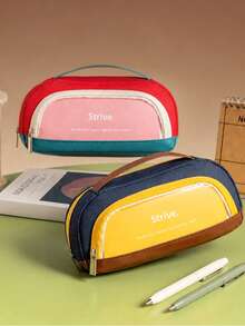 Large Capacity Pencil Case, Beautiful And Practical, Office Stationery Storage Bag, Simple And Durable, Multi-Functional Design, , First Day Of School - Multicolor - View 7