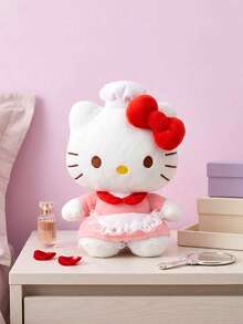 HELLO KITTY AND FRIENDS | Joivida 1pc Plush Toy With Red Bow And Lace Apron Pattern, Perfect For Living Room, Bedroom, Dressing Table, Home D R, An Ideal Gift For Holidays, Parties, Valentine's Day, Suitable For Adults, Teens, Family & Friends, Spring To Summer - White - View 2