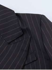 Spring/Autumn Fine Striped Dress Suit Black - Black - View 4