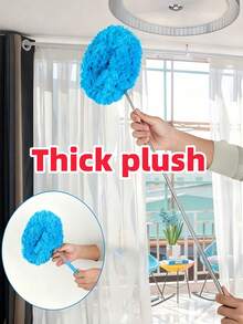 2pcs Ceiling Fan Dusting Brush - Extendable Up To 12ft, Long Handle Design, Dust-Proof, Reusable, Machine Washable, Easy Cleaning, Professional High-Altitude Dusting Tool, Home Use, High-Altitude Ceiling Fan Cleaning Supplies, Practical Home Products - Blue - View 11