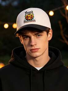 1PC Two Tone Vintage Halloween Pumpkin Graphic Baseball Cap, Unisex Adjustable Gothic Dad Hat, Adult Men Women Fall Halloween Party Costume Accessory - Halloween Baseball Cap - View 5