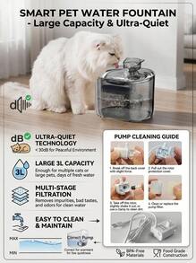 PETSIN 2.2L/74.5oz/0.58 加仑猫形自动宠物饮水器，超静音水泵，适用于中小型猫和狗，可单独购买替换泵 - 彩色 - 查看 6