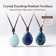 1pc Teardrop Natural Chakra Crystal Pendant Necklace, Healing Amethyst Rose Quartz Energy Amulet Jewelry, Spiritual Meditation Protection - Water Drop Pendant - View 4