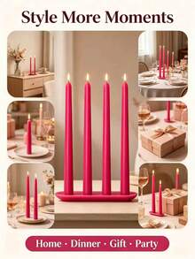 Bright Pink Taper Candles, 4/8pcs Drip-Free Magenta Dinner Candles, Long Burning Unscented Candles, Suitable For Weddings, Home Decor, Tabletop, Romantic Gatherings And Holiday Decorations - one-size - View 6