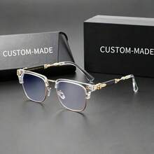1 Pair New Fashion Half-Frame Metal High-End Luxury Unisex Decorative Glasses, High-Elasticity TR Material, Suitable For Indoor Games, Computer Use, Daily Commute, All-Season Plain Lens - Multicolor - View 6