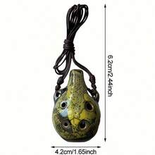 1pc 6-Hole Ceramic Ocarina - Vintage Style 6-Hole Mini Ocarina, Portable Mini Wind Instrument With Adjustable Lanyard, Purple/Red/Green/Blue/Yellow Multi-Color Options, Ideal For Music Lovers And Beginners - Multicolor - View 5