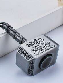 1pc Mini Thor Hammer Shaped , Alloy Carved Mjolnir Hand Spinning Toy, High Speed Silent Bearing Decompression Fidget Gadget For Office & Daily Relax (Includes Keychain) - Stress-relieving Toys - View 4