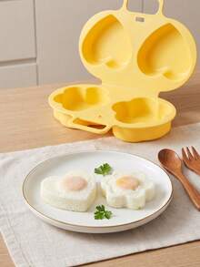 Microwave Egg Cooker/Steamer Tray. Heart-Shaped + Flower-Shaped Egg Molds. Non-Electric Product, Made Of Heat-Resistant Polypropylene Plastic, Equipped With Double-Layer Egg Cups And Built-In Heat-Insulating Base. This Space-Saving Breakfast Cooking Tool Is Suitable For Home, Office And Dormitory Use-An Easy-To-Clean Kitchen Utensil With A Sturdy Handle Design And Durable Construction. - Multicolor - View 3