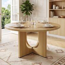 Round Dining Table - 120 X 120 Cm, Scandinavian Style - 橡木 - 查看 2