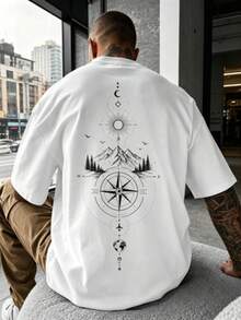Men's Oversized Printed Short-Sleeve Drop-Shoulder Shirt T Summer Shirts For Men T T-Shirt Gift Summer Top - 布蘭克 2 - 查看 2