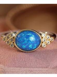 Gmzalx Women's Fashion Personalized Ring, Vintage Luxury Texture, Suitable For Banquet, Date And Daily Wear - Blue - View 7