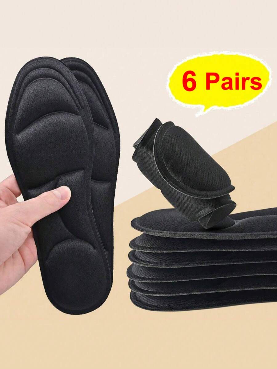 6 Pairs 5D Memory Foam Comfortable High Elasticity Thickened Arch Support Running Sports Insoles