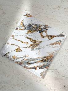 Ins Style Gilded Fluid Marble Pattern Ceramic Coaster, Minimalist High-Definition Printed Waterproof Heat-Resistant Square Ceramic Desktop Protector, Suitable For Home Decor, Refrigerator, Daily Use And Holiday Birthday Gift - Multicolor - View 11