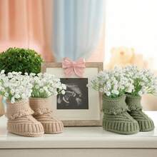 1set Baby Shower Table Decorations Crochet Knitted Baby Booties Bulk Newborn Announcement Boho Table Centerpieces Neutral Gender Reveal Party Decor - Multicolor - View 6