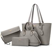 UKEIN 4PCS Women Fashion Handbags Purses Wallet Tote Shoulder Bags Casual Crossbody Bags, Best Valentine's Day Gift For Ladies Girls, Satchel Purse Set 4pcs - 灰色 - 查看 10