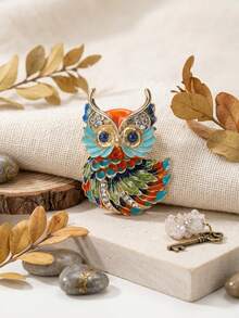 Luxus Emaille Perlen Eulen Brosche - Vogel Tier Anstecknadeln für Frauen Unisex Lässig Party Schmuck Accessoires / Freunde Geschenke Abzeichen Dekoration - Eule - Übersicht 8
