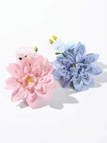 1PC/2PCS Super Fairy Sweet Cute Fabric Flower Decor Hair Clip - Multicolor - View 6