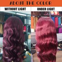 Uveous 99j Burgundy 13x4 Lace Front Wigs Human Hair 30 Inch Body Wave Lace Front Wigs Pre Plucked With Baby Hair 200 Density Body Wave Lace Front Wig For Women - S99J - 查看 4