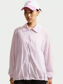 Nike Women's AS W NSW LTWT UV Protective Jacket Woven Hoodless Outerwear IO1521-583 - Pink - View 1