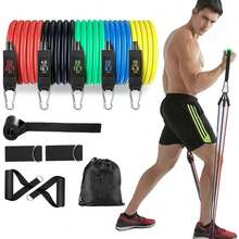 Bộ 11 món dây kháng lực tập thể dục tại nhà kèm mỏ neo cửa, tay cầm, dây đeo chân và cổ chân, phù hợp tập luyện sức mạnh tại nhà - A - Xem 5