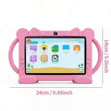 Tablet 7 inci dengan RAM 4GB + ROM 64GB / Prosesor Quad-Core 1.3GHz / Android 13 MTK8321 / Layar IPS HD 1280x800 / Kamera 2MP+5MP / Baterai 4000mAh / WiFi, Kontrol Orang Tua, Edukasi, Game / Bahan ABS + Silikon, Tablet Edukasi - Kucing Merah Muda - View 6