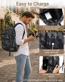 Laptop Backpack 15.6 Inch Large Travel Rucksack USB Charging Port Anti Theft Lock Water Resistant Computer Backpack For Men Women School Office - camuflaje - Ver 4