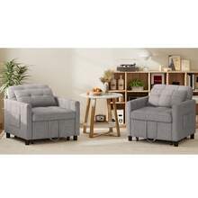 Asofer Sofa Bed Multifunctional Pull-Out Single Sofa 3-Level Adjustable Fabric Sofa With Side Pockets Folding Sofa For Small Living Room - Light Grey - View 5