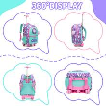 3Pcs Girls Rolling Backpack With Crossbody Bag Cute Print Wheeled School Bag For Girls, Lightweight Trolley Bookbag For Back To School - Girls' Rolling Bag - View 8