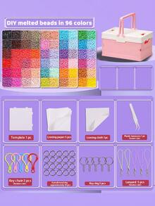 2.6mm Fuse Bead Creative Handmade Kit, With Storage Bag And Craft Tools, Perler Beads Puzzle Keychain DIY, Suitable For Hobbyists, Can Make Various Patterns, Birthday, Graduation, Valentine's Day, Party Gifts, Homemade Gifts For Family, Friends, Classmates - Perler Bead Set + Pink Folding Storage Box - View 7