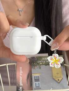 1件純色矽膠一體式保護套，適用於AirPods 4、Apple耳機、Pro 2、3、3、2，柔軟保護殼附3D櫻花吊飾，適合作為生日禮物 - 白色 - 查看 6