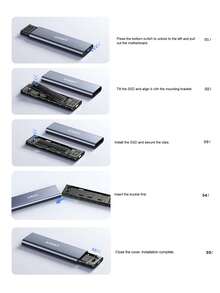 EAGET M.2 NVMe SSD 外接盒 USB3.2 Gen2 10Gbps 免工具安裝 鋁合金外殼 支援 2230 2242 2260 2280 NVMe M Key M&B Key SSD 最高 8TB 附 C to C 傳輸線 適用筆電 PC - 深藍色 - 查看 9