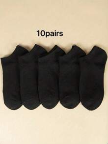 30 pares de calcetines tobilleros para mujer en negro, blanco y gris, calcetines cortos de moda y sencillos 1/3/5/9/10/15/20 pares - Negro - Ver 18