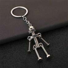 Vintage Mechanical Screw Robot Keychain Creative Movable Joint Steampunk Robot Car Key Holder For Men Backpack Pendants - A - View 8