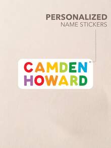 Customized Name Stickers, 4 Sizes 60-400pcs Colorful Letter Name Labels, Rounded Rectangle Name Stickers, Bold Rainbow Text, Waterproof Label Stickers, Suitable For Water Bottles, Lunch Boxes, Notebooks, Bags, Storage Boxes, Clothing Labels, Organizing Labels - StyleB - View 6