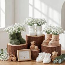 1set Baby Shower Table Decorations Crochet Knitted Baby Booties Bulk Newborn Announcement Boho Table Centerpieces Neutral Gender Reveal Party Decor - Multicolor - View 4