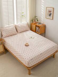 1 buah Sprei Fitted Motif Hati dan Pita Bergaya, Penutup Kasur, Cocok untuk Kasur Ukuran Double, Full, Queen, Standar, Cocok untuk Kasur dengan Ketebalan 11,8 Inci, Lembut dan Bernapas, Tahan Kerut, Cocok untuk Tidur, Dapat Dicuci dengan Mesin, Cocok untuk Penggunaan di Asrama Sekolah. - MultiWarna - View 5