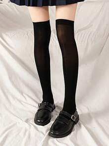 1/2 Pairs Women's Spring/Autumn Velvet Over-The-Knee Socks, Soft And Comfortable, Hand Washable, Suitable For Daily Wear, Christmas Gift - Multicolor - View 5