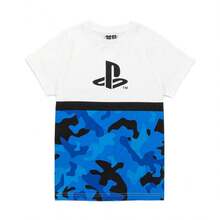 Playstation Boys Camo T-Shirt - White/Blue/Black - View 1