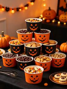 10 piezas de cuencos de papel desechables de Halloween, cajas de aperitivos con patrón de calabaza y fantasma de Halloween, cajas de dulces para trucos o , cajas de comida de papel, cajas de palomitas, cuencos de aperitivos, vajilla desechable para fiestas de Halloween, decoraciones de Halloween, decoración de mesa para fiestas de Halloween, decoración de casa embrujada, regalos de fiesta, decoración de vacaciones de invierno, suministros de cocina de Halloween aterradores, decoraciones navideñas - Calabaza de Halloween - Ver 2