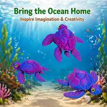 Estatua de tortuga articulada impresa en 3D multicolor, extremidades totalmente móviles, decoración coleccionable de escritorio de criatura marina, puede cambiar a múltiples poses de natación, regalo exclusivo para amantes del océano, color de ojos aleatorio - Multicolor - Ver 7