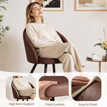 Extendable Dining Table And Chairs Set Of 4/Set Of 6, Round Table With Upholstered Brown PVC Chairs For Dining Room,Kitchen - Brown Table + Brown PVC Chair - View 10
