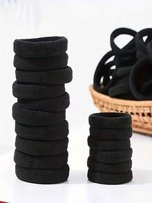 200/100/50/20 Stück schwarze nahtlose Nylon-Haargummis, hohe Elastizität, nicht schädigend, dick und weich, Ponytail-Haarbänder, geeignet für Frauen, Teenager und Erwachsene, für dickes, lockiges oder glattes Haar, starke hoch elastische Haargummis für Fitness, Sport, Yoga, Laufen, rutschfeste Haaraccessoires - Schwarz - Übersicht 4
