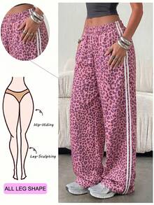 Celana Panjang Wanita Soltrb Hot Girl Hip Hop Motif Leopard Longgar - Berwarna merah muda - View 6