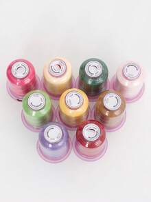 Set di 9 colori di filo per ricamo da 550 yarde, filo per ricamo a macchina multicolore e lucido, filo per ricamo in poliestere, filo decorativo per cucito, adatto per macchina da ricamo, riparazione di abbigliamento, forniture per cucito fai-da-te - multicolore - Visualizzare 2