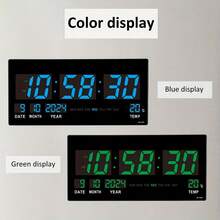 Large Digital Electronic Plug-In Wall Clock With Temperature, Time And Date Display, Electronic Clock With Power Failure Memory Function, Suitable For Living Room, Bedroom And Study Room Decoration Alarm Clock - 1PC - View 8