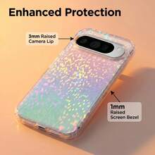 Funda protectora transparente con degradado de strass compatible con Pixel 11Pro XL 11/11Pro/10/9 Pro XL/10/9 Pro/9A/10A, funda de teléfono a prueba de golpes de colores - K3 - Ver 3
