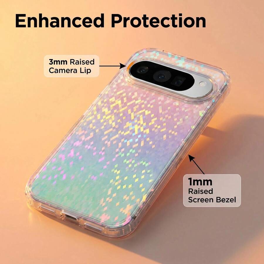 Rhinestone Gradient Transparent Protective Case Compatible With Google Pixel 11Pro XL 11/11Pro/10/9 Pro XL/10/9 Pro/9A/10A Colorful Shockproof Phone Case