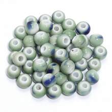 20pcColored Glazed Ceramic Round Loose Beads - Multicolor Glossy Spacer Beads For DIY Bracelet, Hair Tie, Necklace & Jewelry Making Crafts - Multicolor - View 12